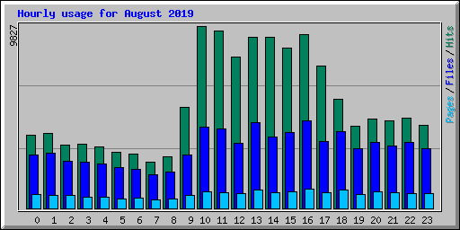 Hourly usage for August 2019
