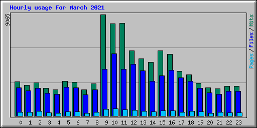 Hourly usage for March 2021